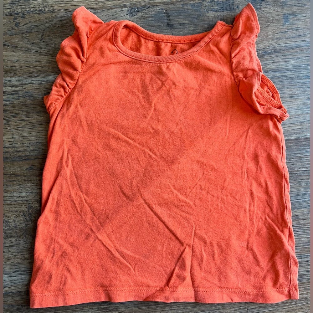 Next Direct Bright Orange Ruffle Sleeve Top